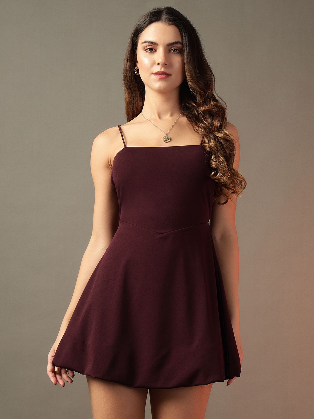 

Trend Arrest Fit & Flare Mini Dress, Burgundy