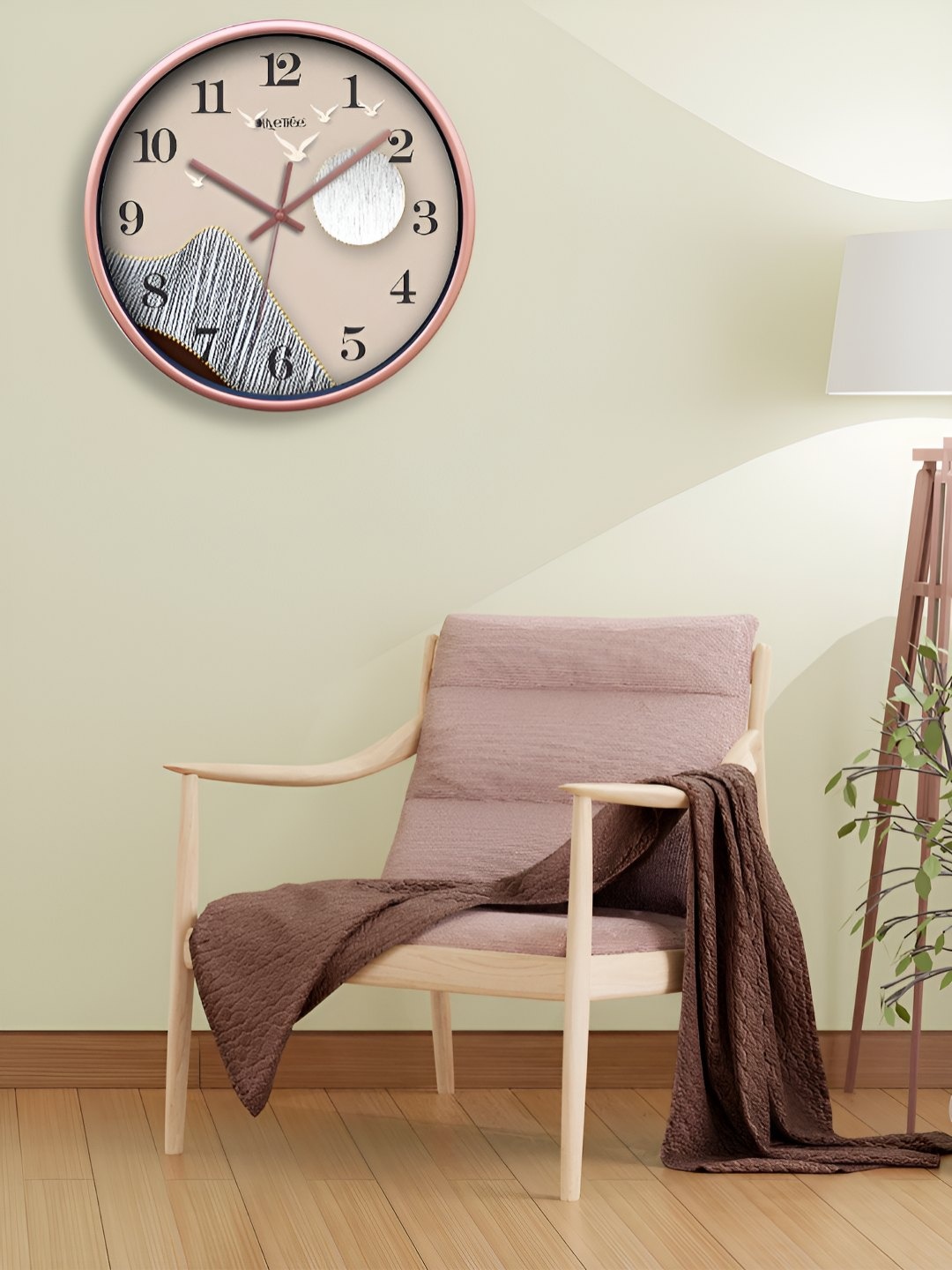 

OLIVE TREE Copper-Toned & White Printed Contemporary Wall Clock