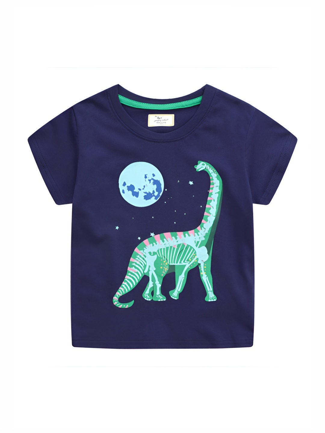 

LULU & SKY Boys Printed Organic Cotton Applique T-shirt, Navy blue