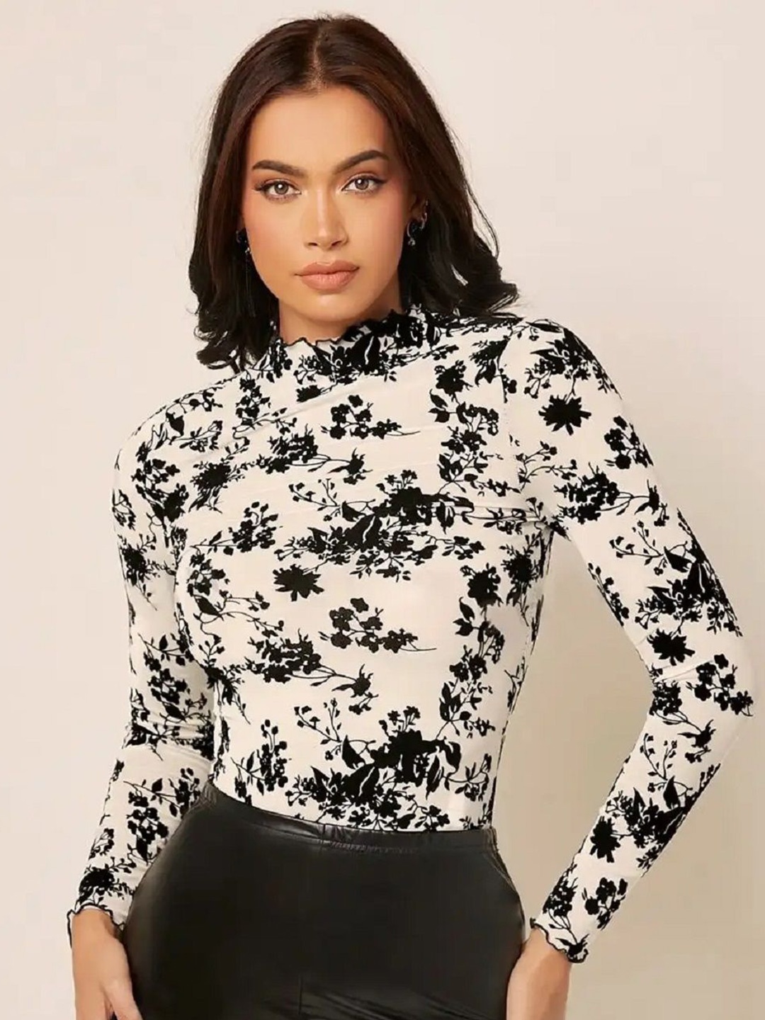 

White World Print Top, Cream