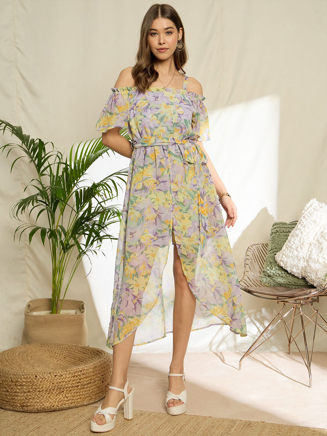 

Berrylush Printed Basic Jumpsuit, Purple