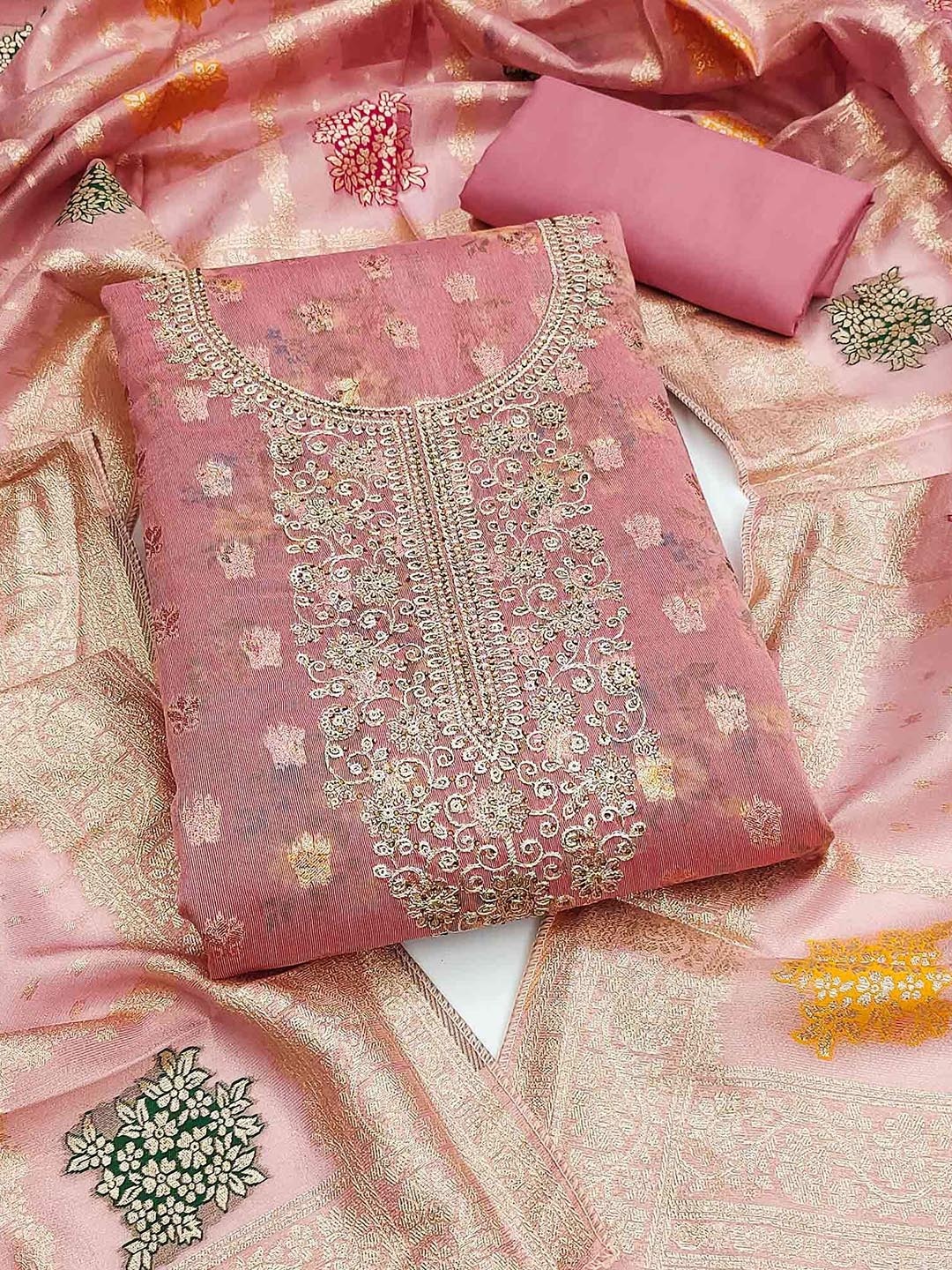 

Peachmode Unstitched Dress Material, Pink