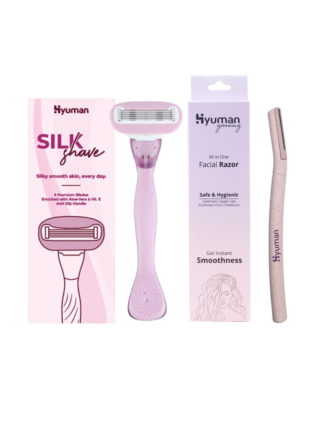 

HYUMAN Silk Shave Body Razor & Face Razor, Pink