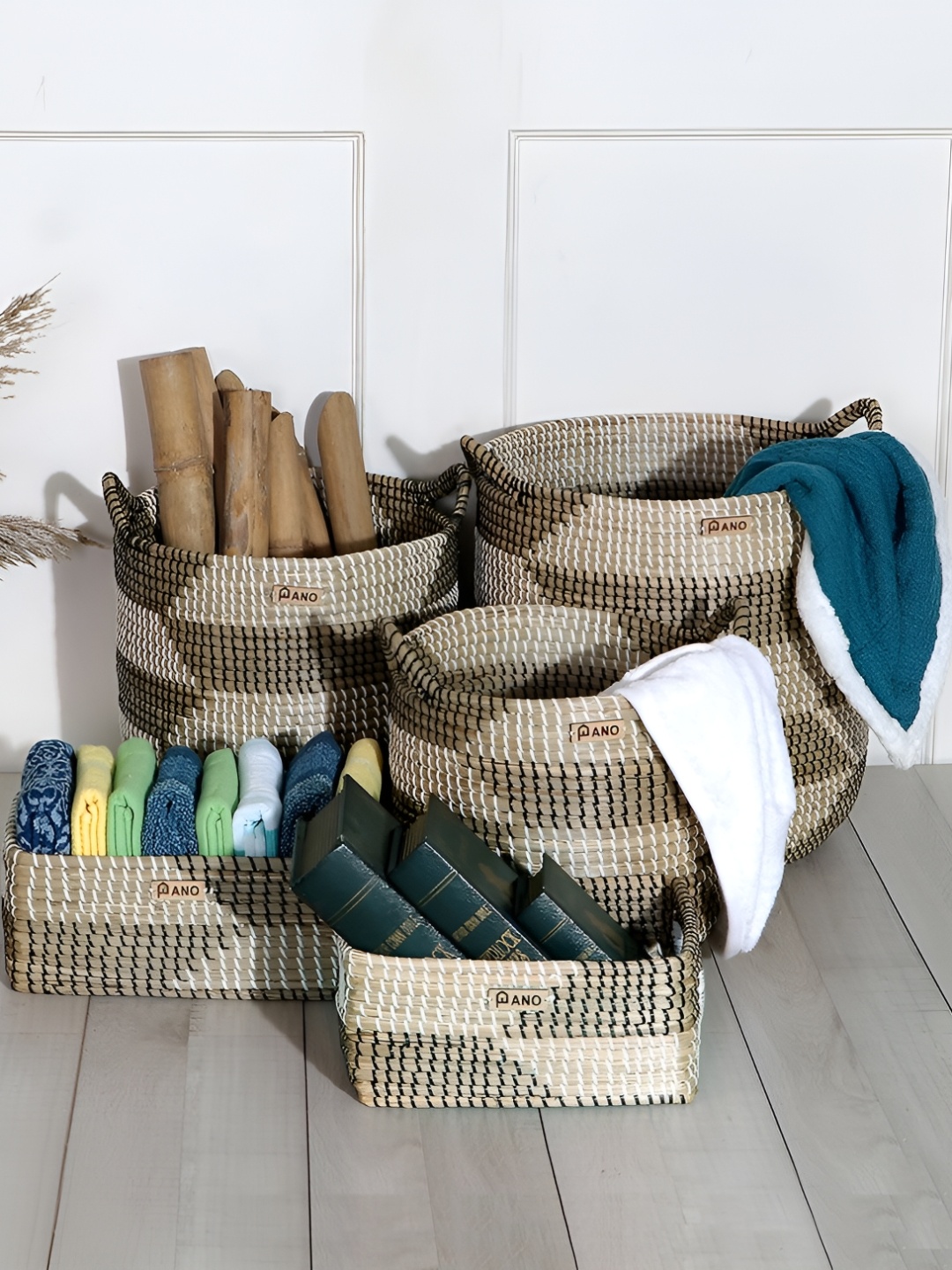 

Pano Multicoloured Set of 5 Regular Multi-Utility Organisers, Brown