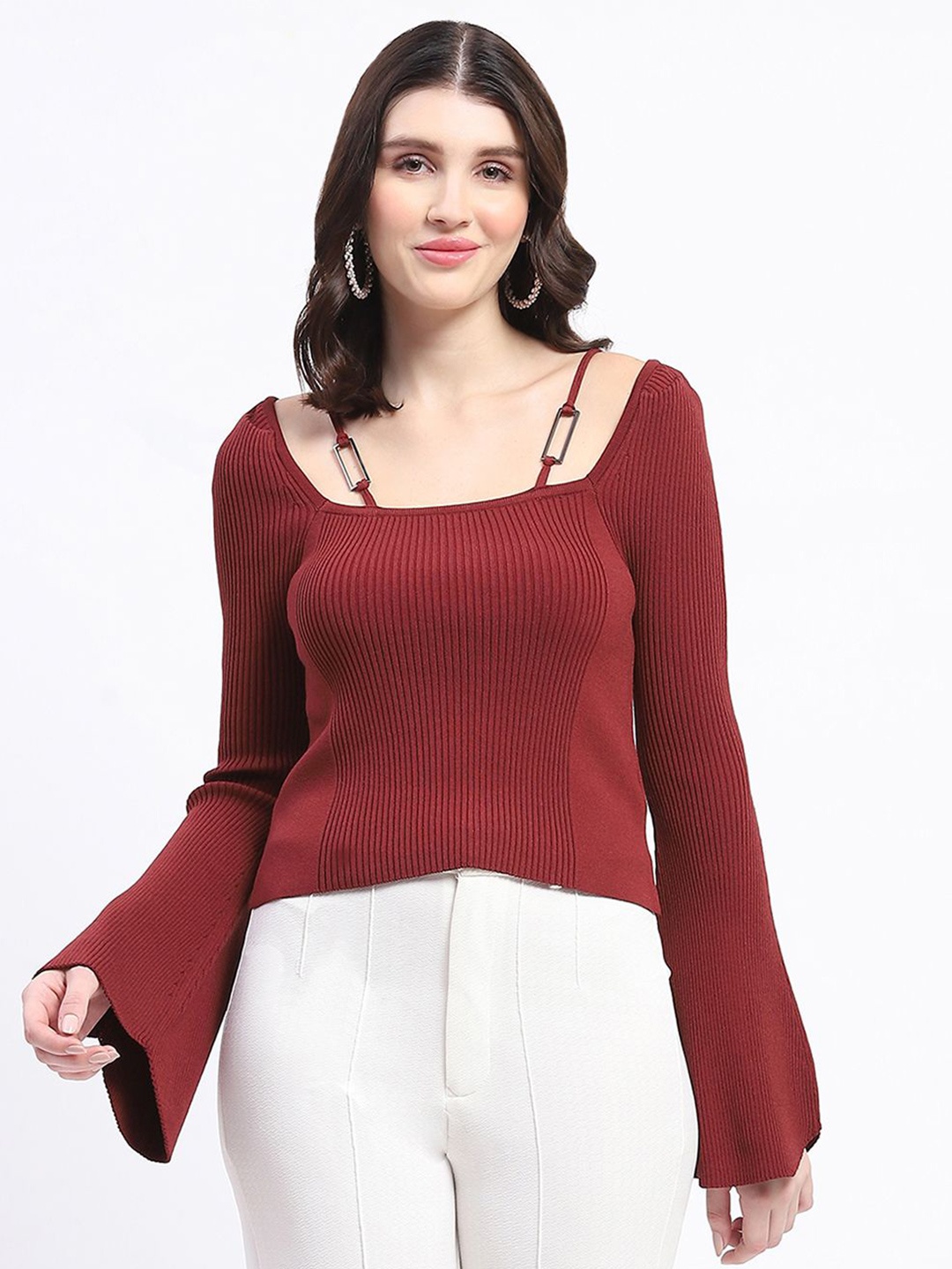 

Madame Flared Sleeve Top, Maroon