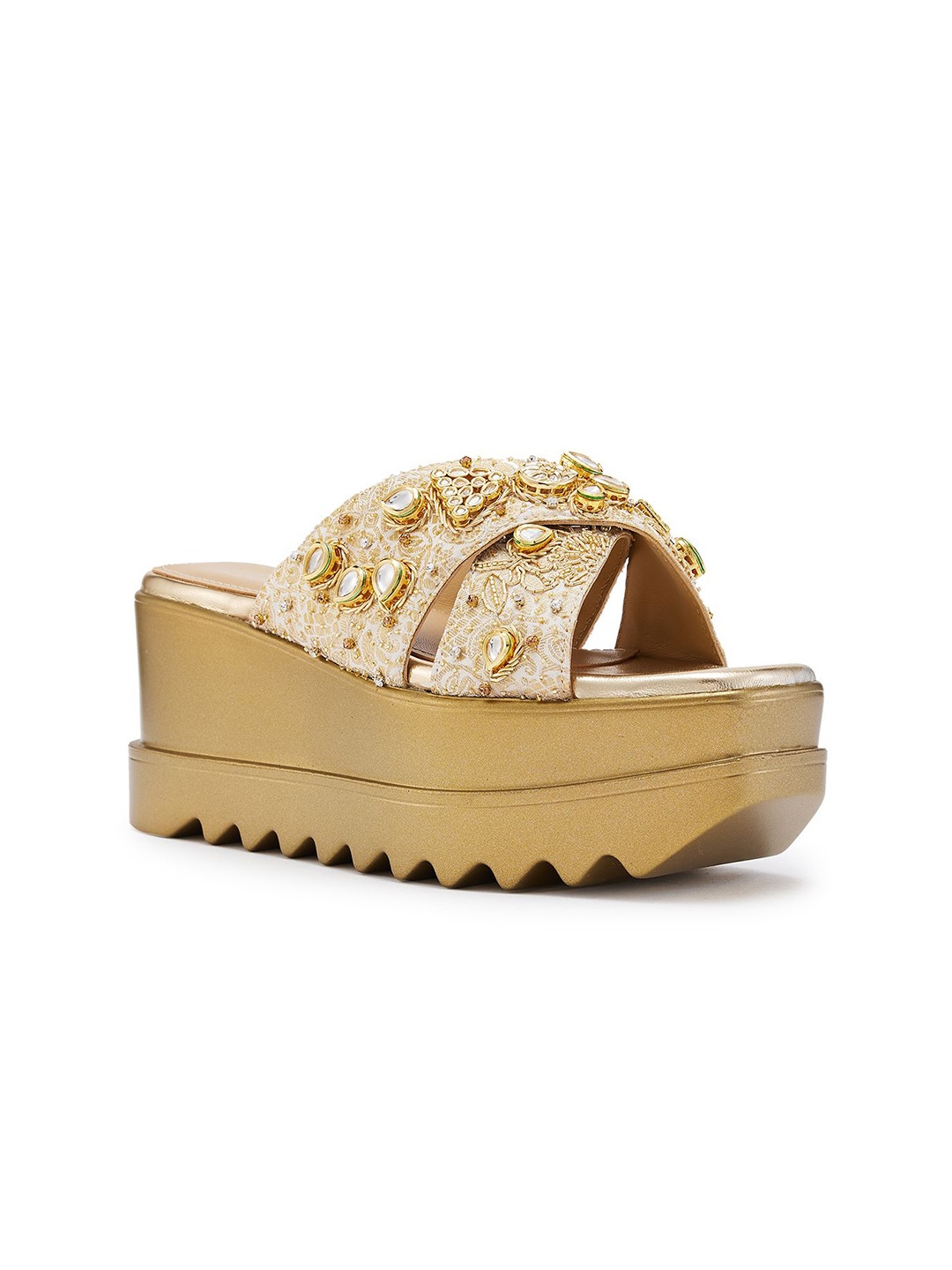 

Anaar Women Embellished Wedge Heel Sandal, Gold