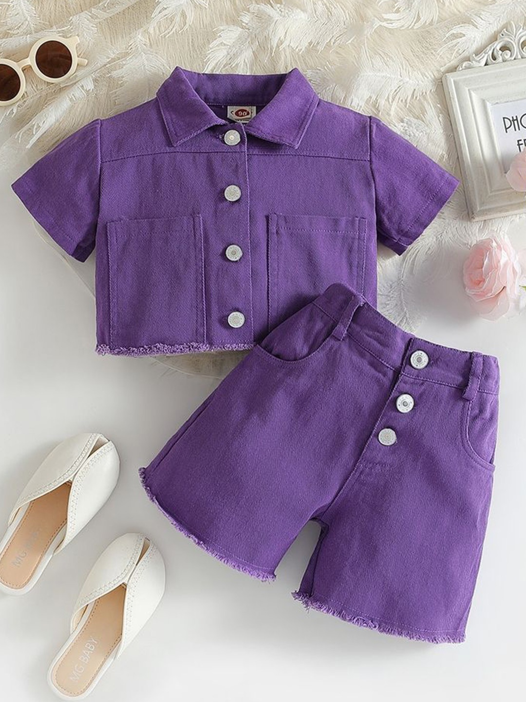 

LULU & SKY Girls Shirt with Shorts, Purple