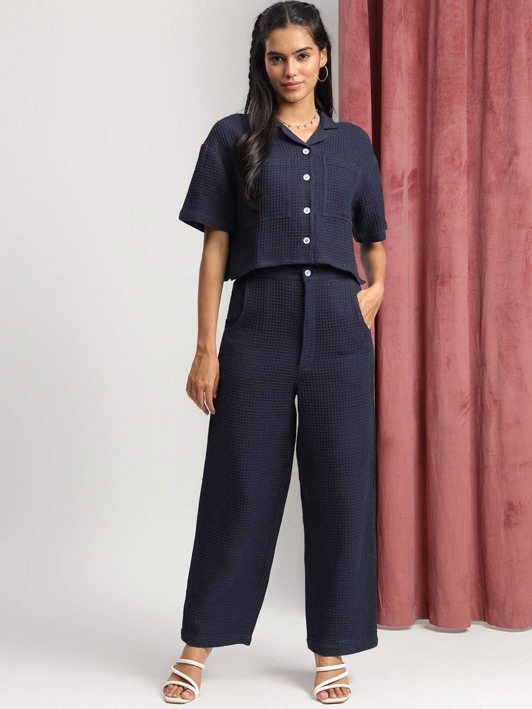 

J Turritopsis Cotton Shirt With Trouser Co-Ords, Navy blue