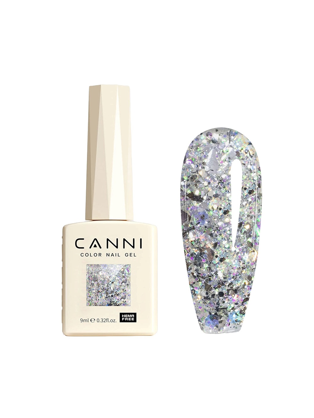 

CANNI Hema Free Glitter UV Nail Gel Polish - 9 ml - Shade - 8092, Silver