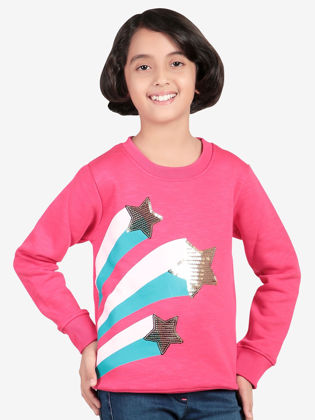 

Bodycare Girls Printed Sweatshirt, Pink