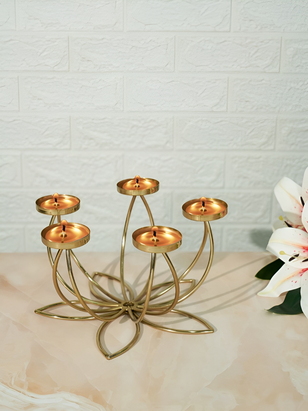 

Living scapes by Pantaloons Gold-Toned Candle Holder