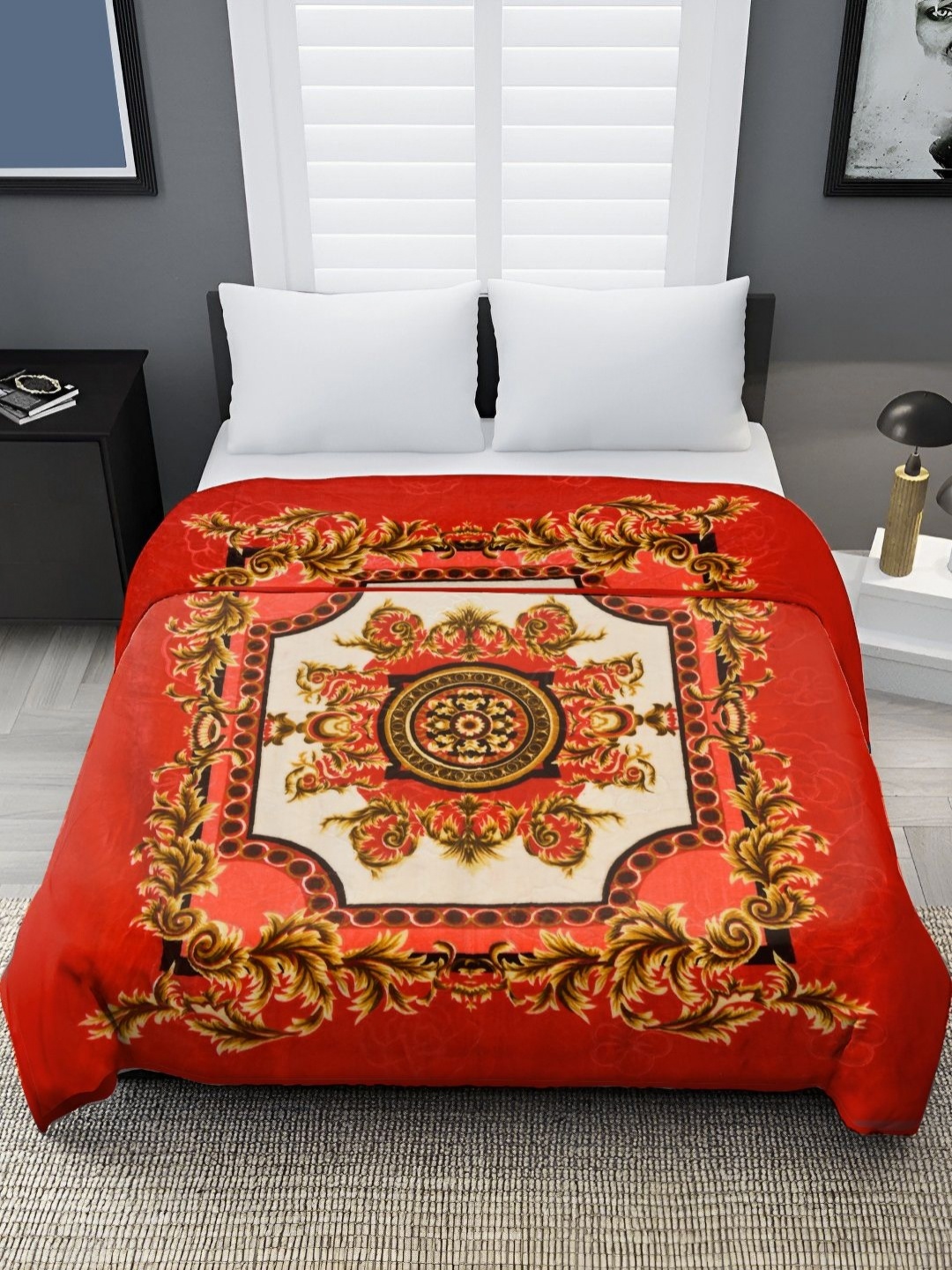 

Spangle Red & Cream-Coloured Mink Heavy Winter 450 GSM Double Bed Blanket