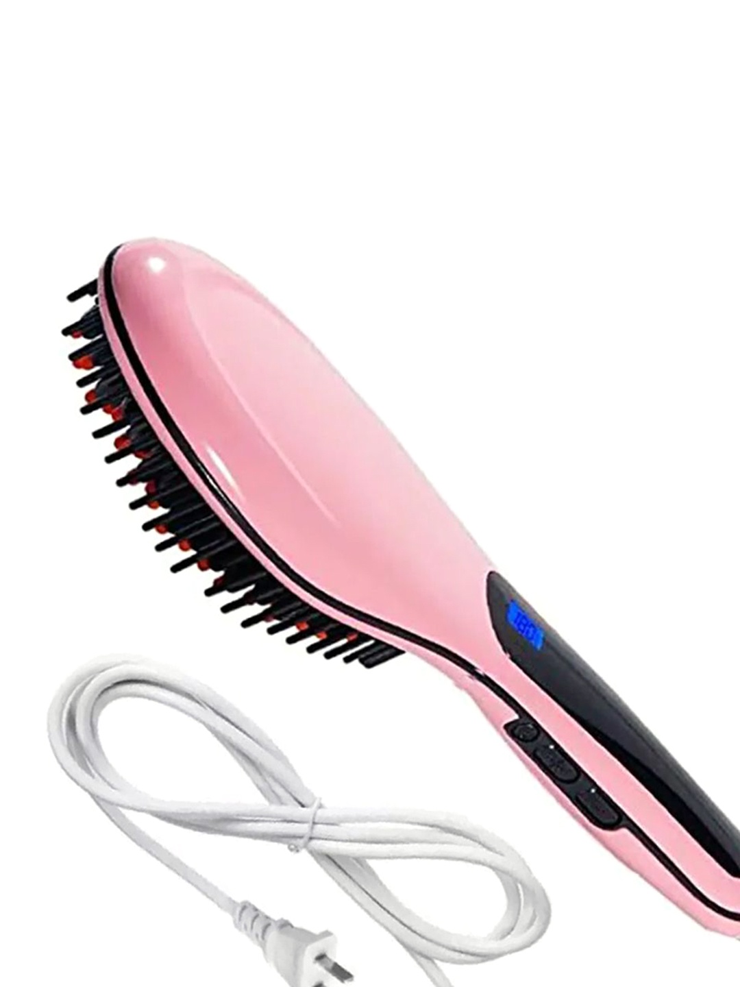 

KMI Electric Comb Heating Detaining Hair Straightener Brush - Pink