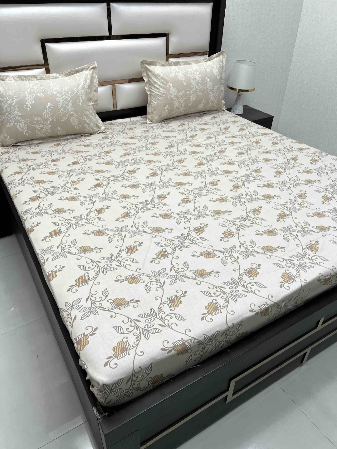 

Pure Decor Cotton King Size Double Bed Bedsheet With 2 Pillow Covers 2.74m X 2.74m, Brown