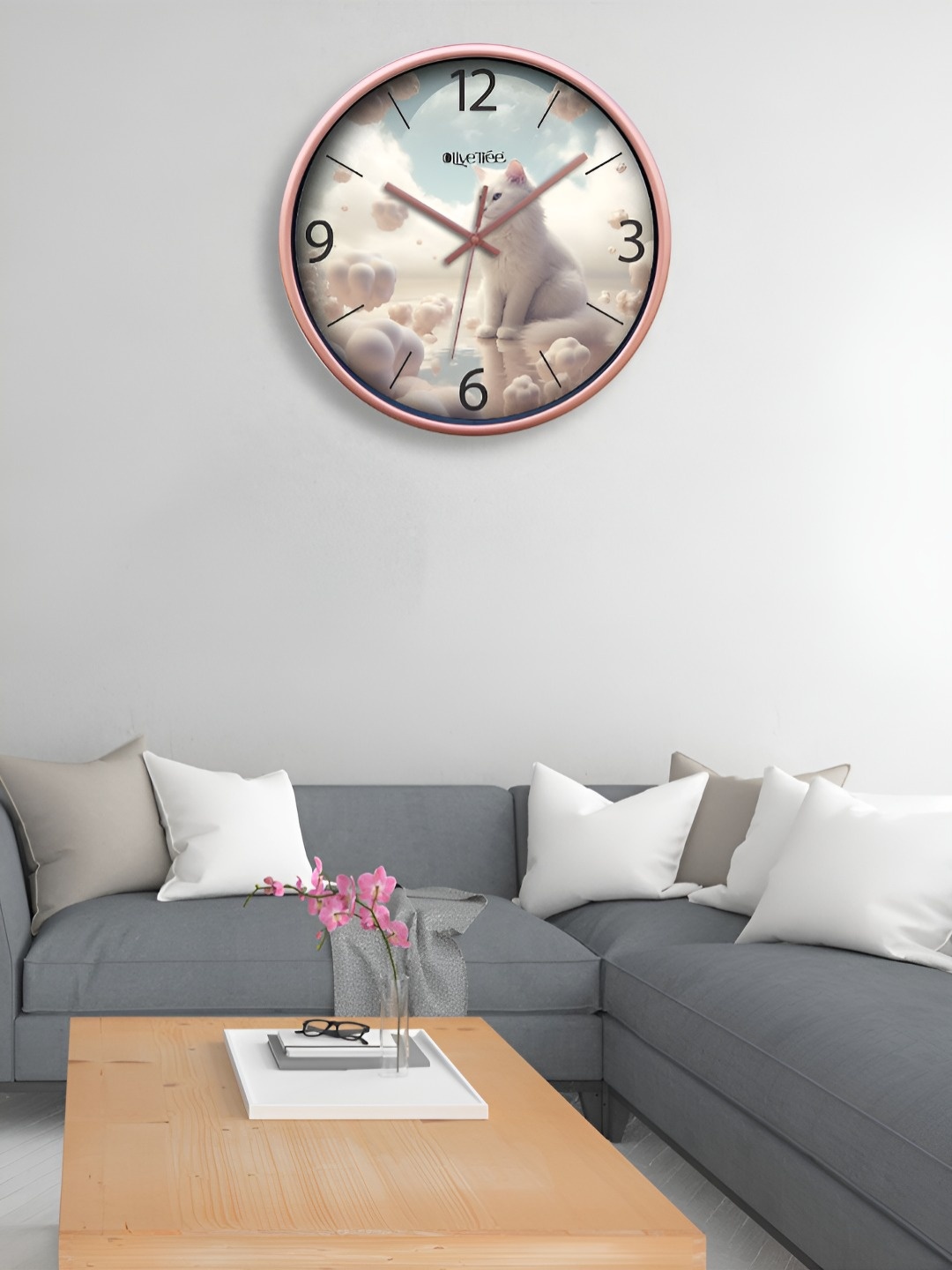 

OLIVE TREE Copper-Toned & White Printed Contemporary Wall Clock