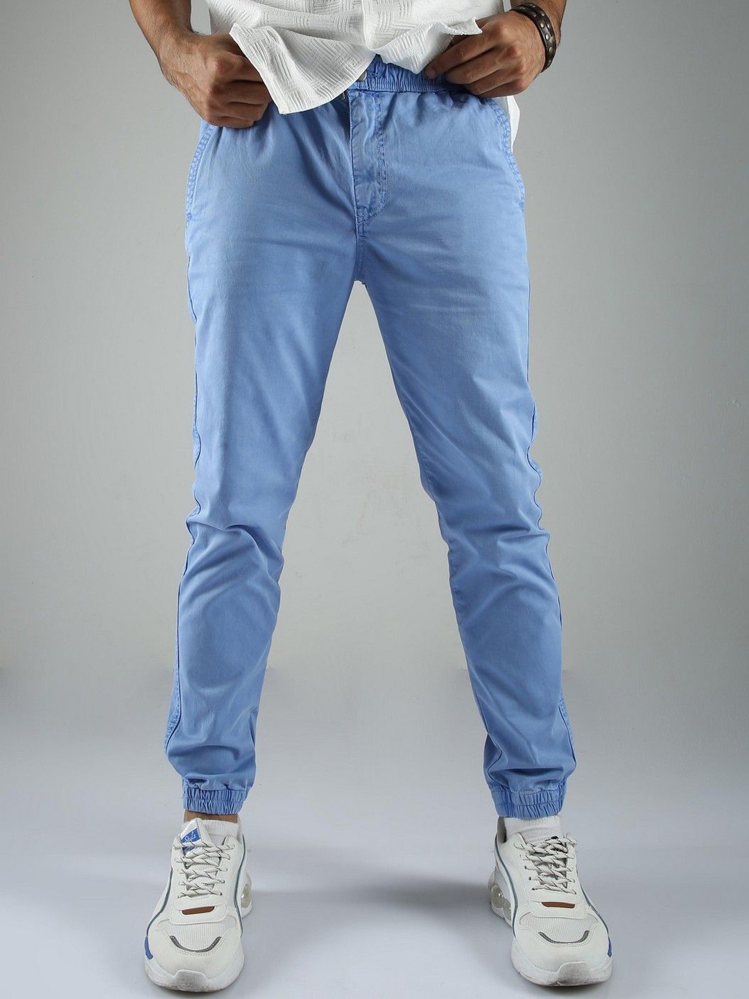 

NEVER NEUD Men Relaxed Low-Rise Joggers Trousers, Blue