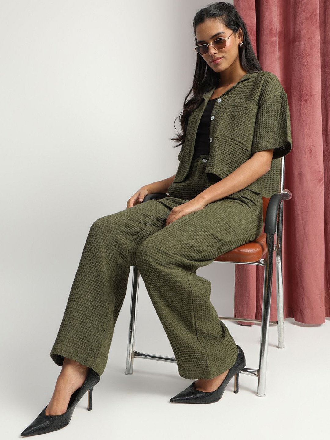 

J Turritopsis Cotton Shirt With Trouser Co-Ords, Green