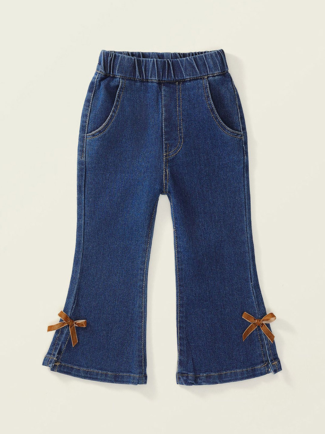 

LULU & SKY Girls Flared High-Rise Low Distress Jeans, Blue