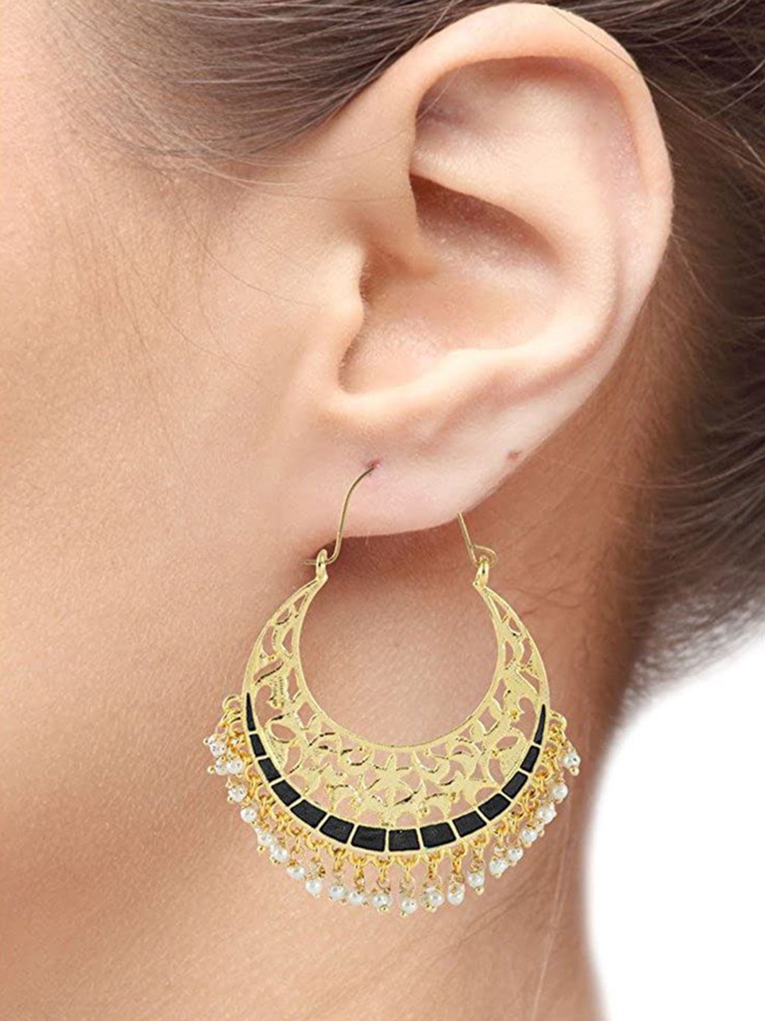 

ZIVOM Contemporary Chandbalis Earrings, Black