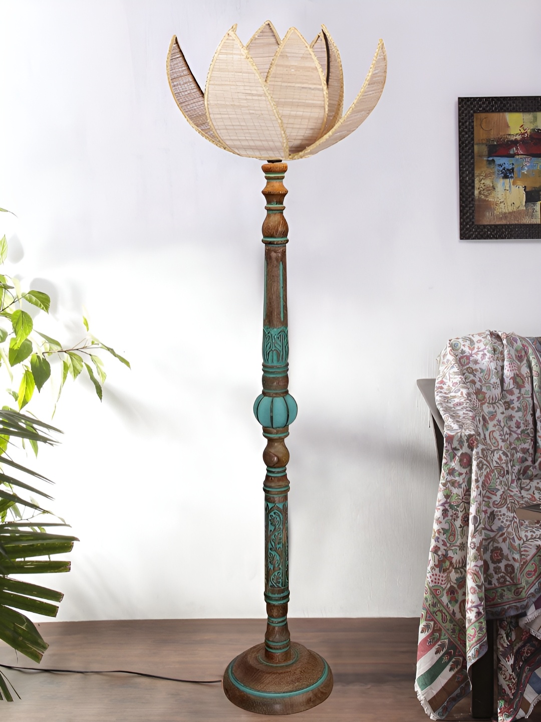 

Devansh Beige & Brown Wooden Floor Lamps