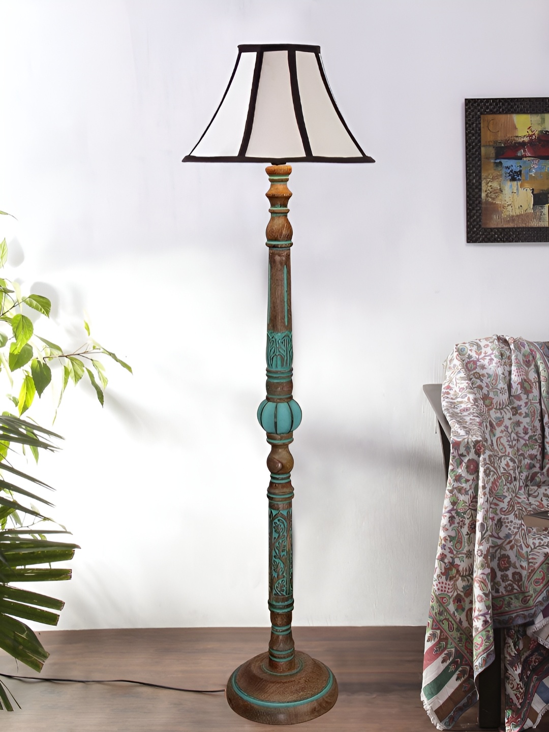 

Devansh White & Brown Wooden Floor Lamps