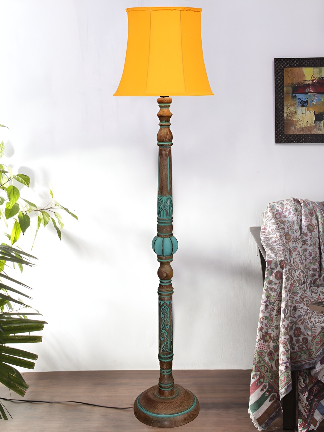 

Devansh Yellow & Brown Wooden Floor Lamps