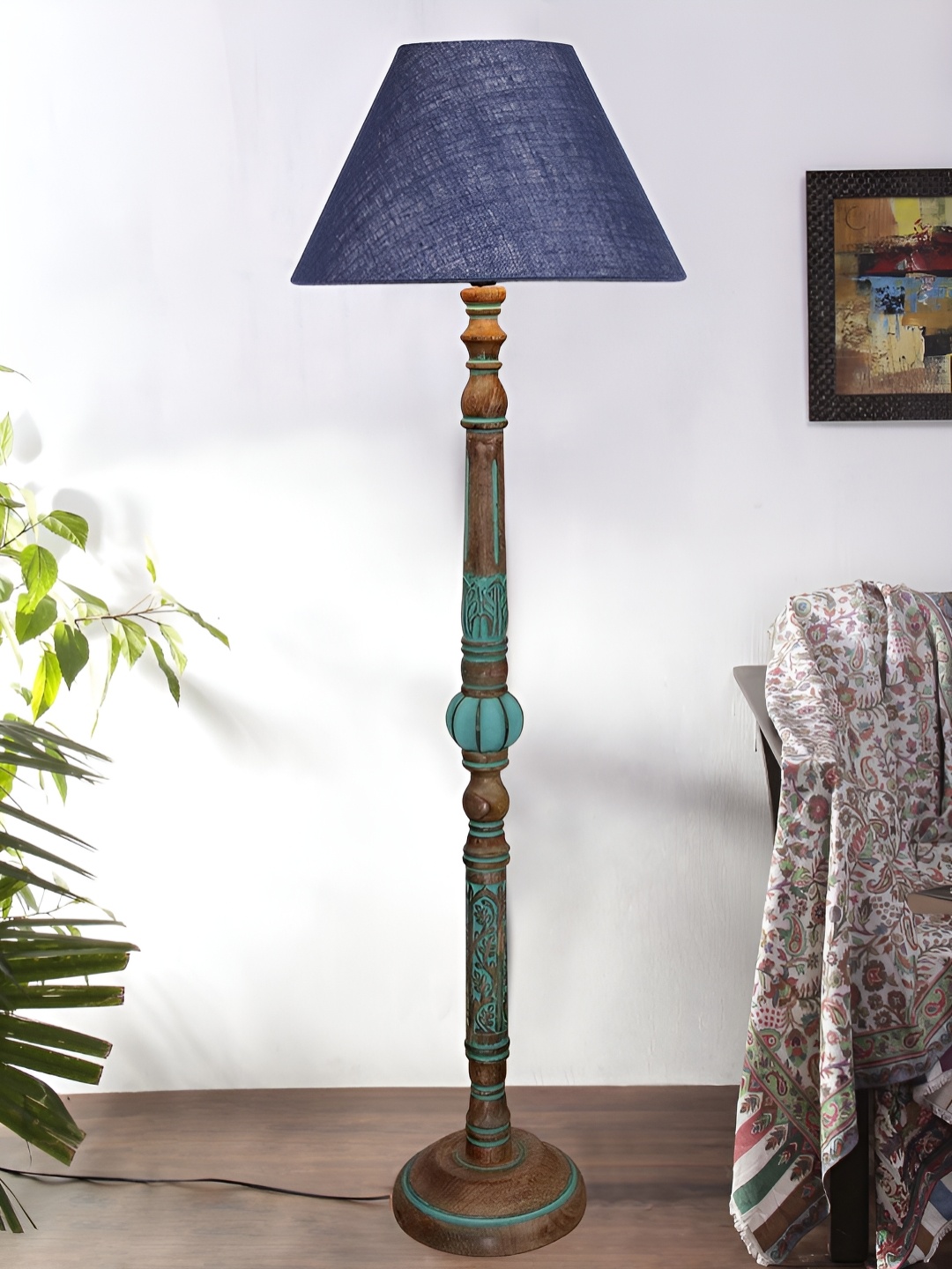 

Devansh Blue & Brown Wooden Floor Lamps