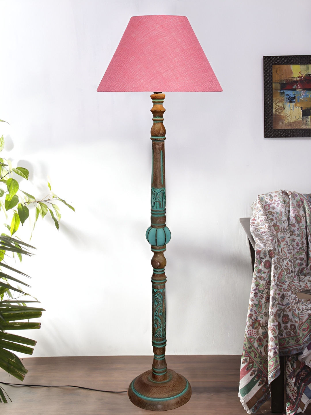 

Devansh Pink & Brown Wooden Floor Lamps