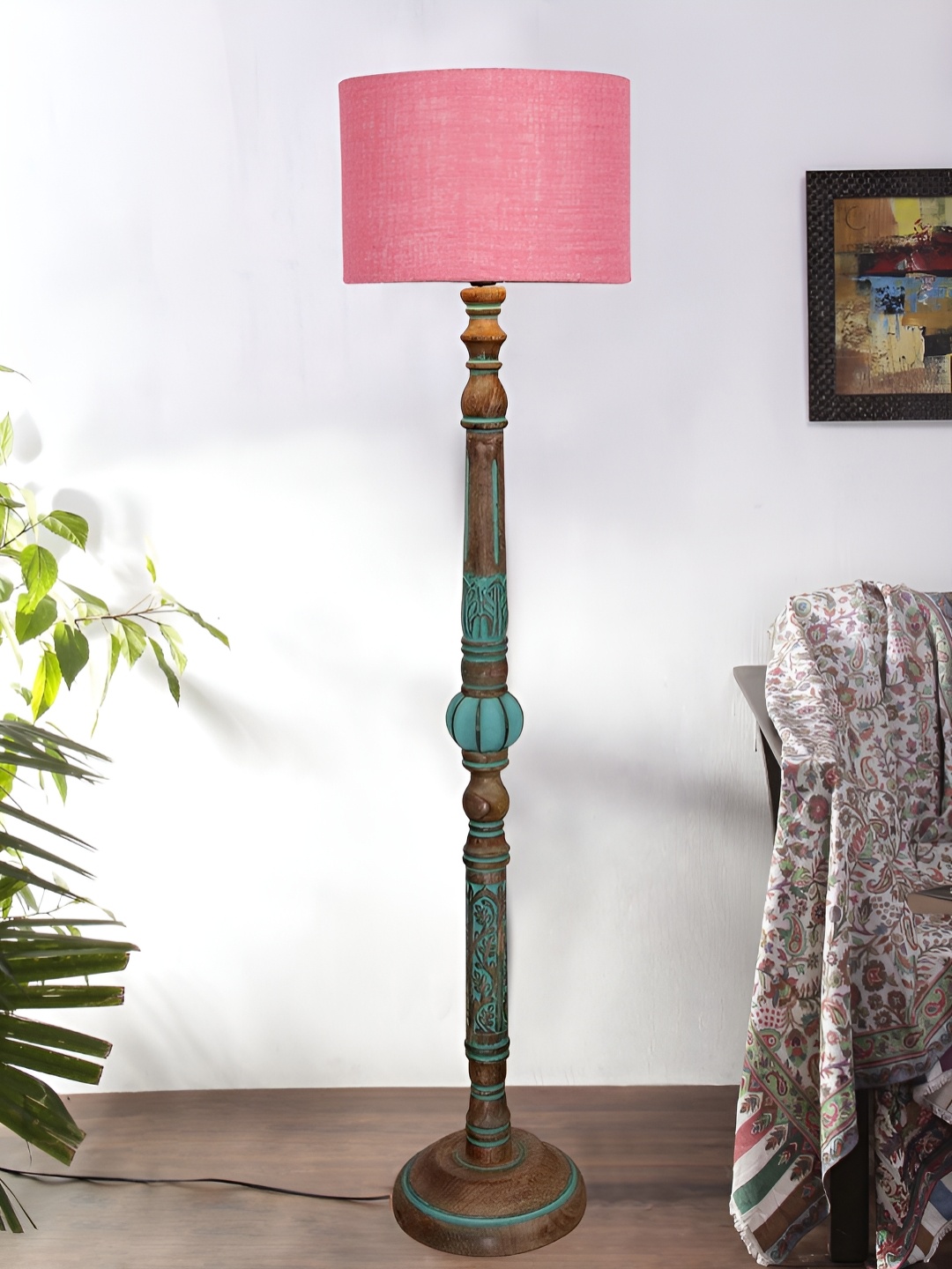 

Devansh Pink & Brown Wooden Floor Lamps