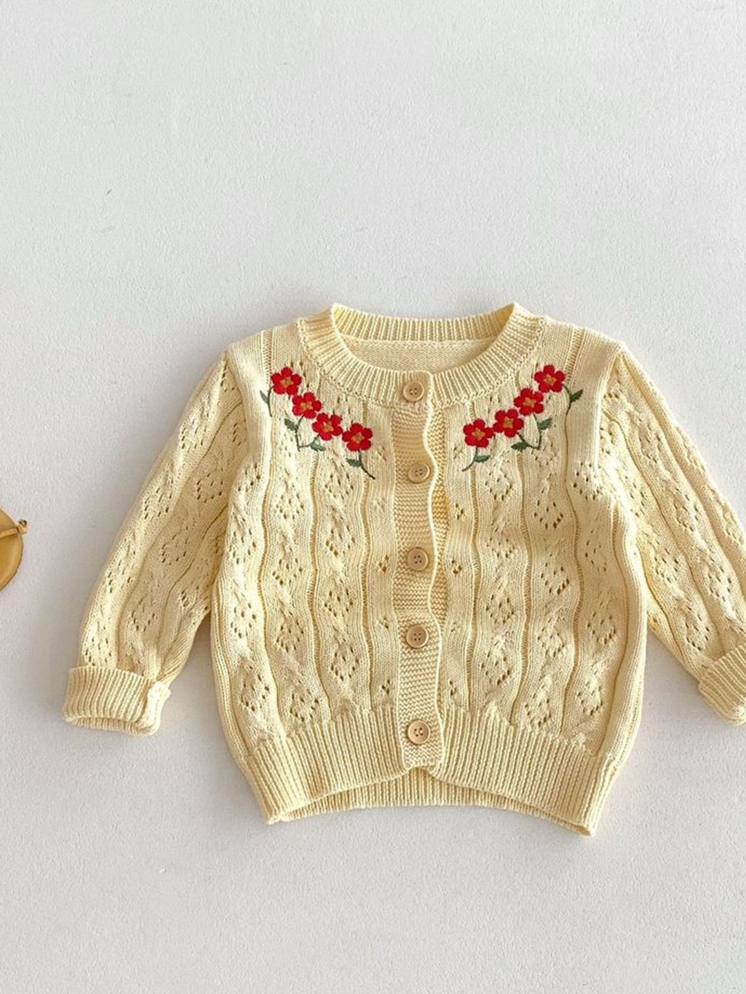 

LULU & SKY Girls Embroidered Cardigan with Embroidered Detail, Yellow