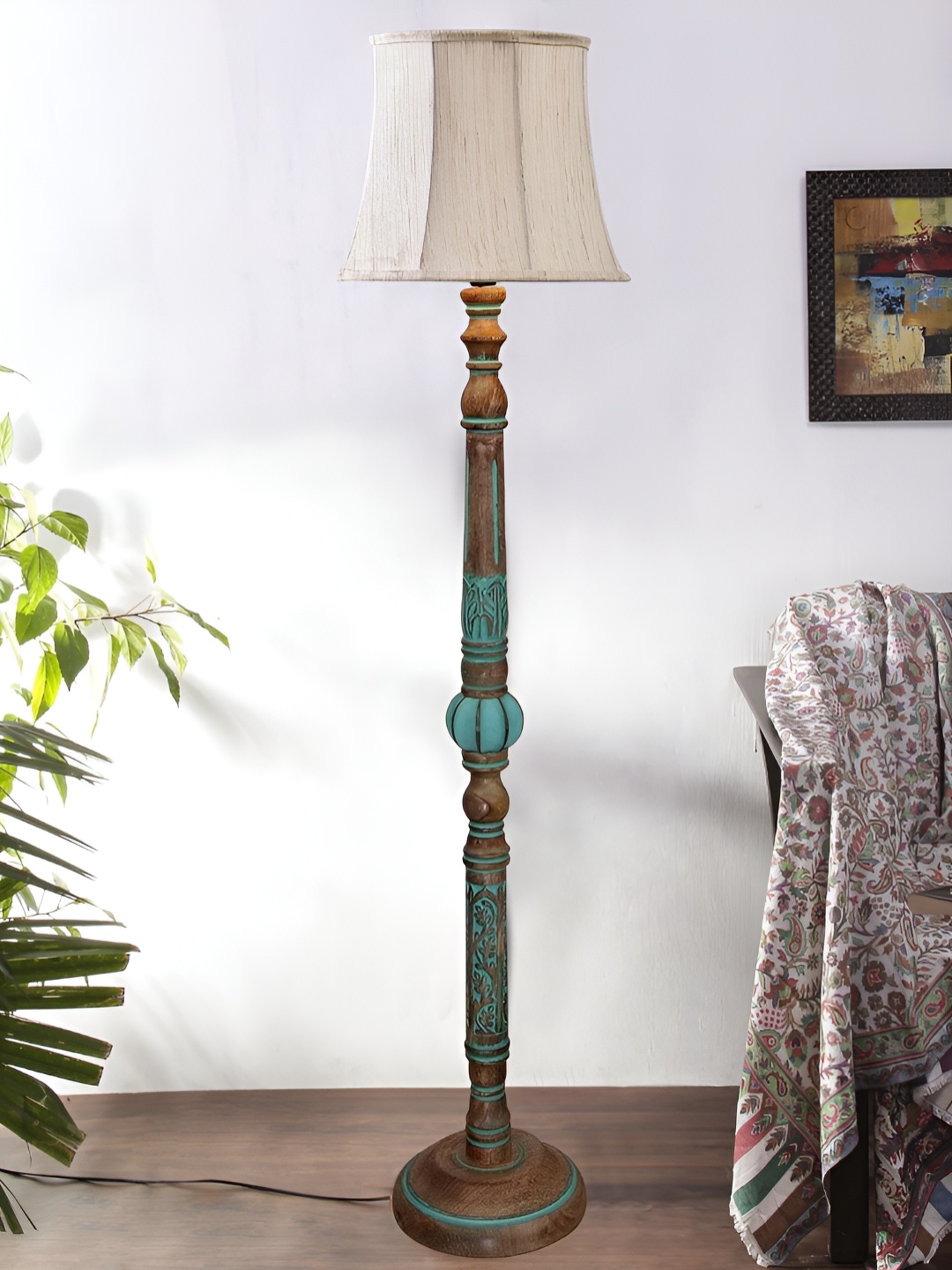 

Devansh Off-White & Brown Wooden Floor Lamps