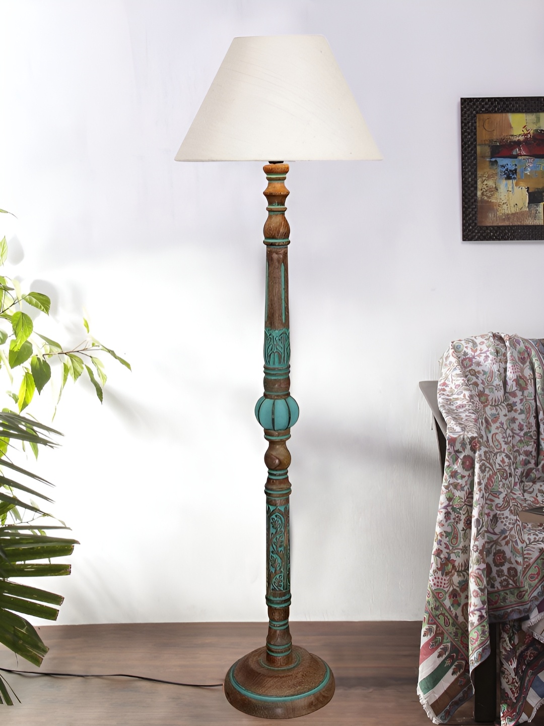 

Devansh White & Brown Wooden Floor Lamps