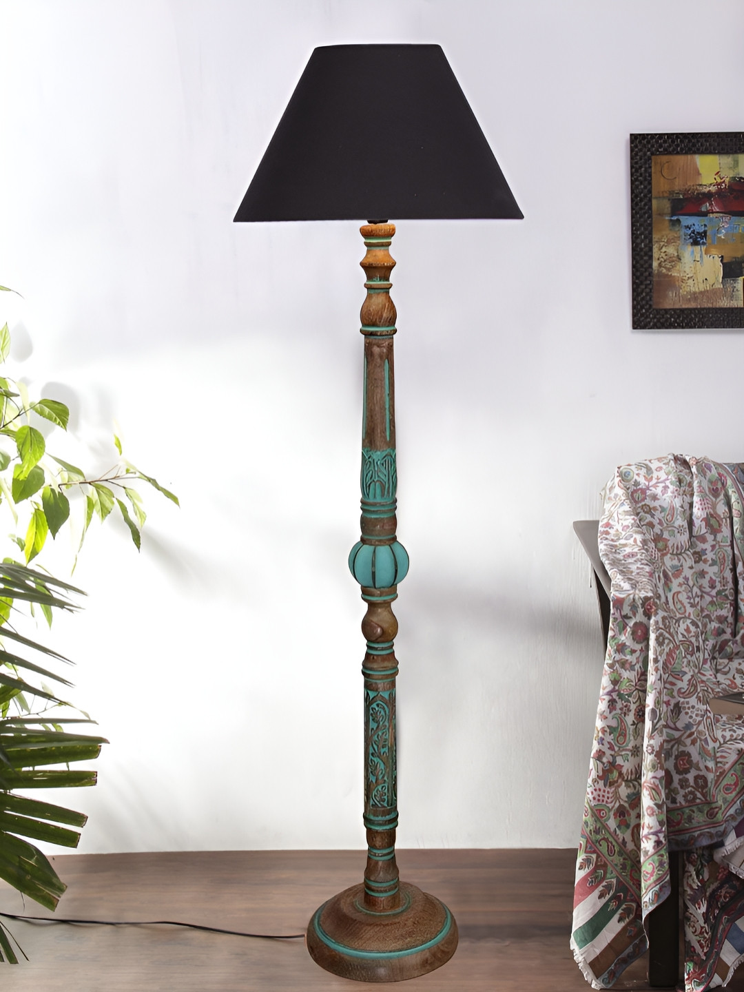 

Devansh Black & Brown Wooden Floor Lamps
