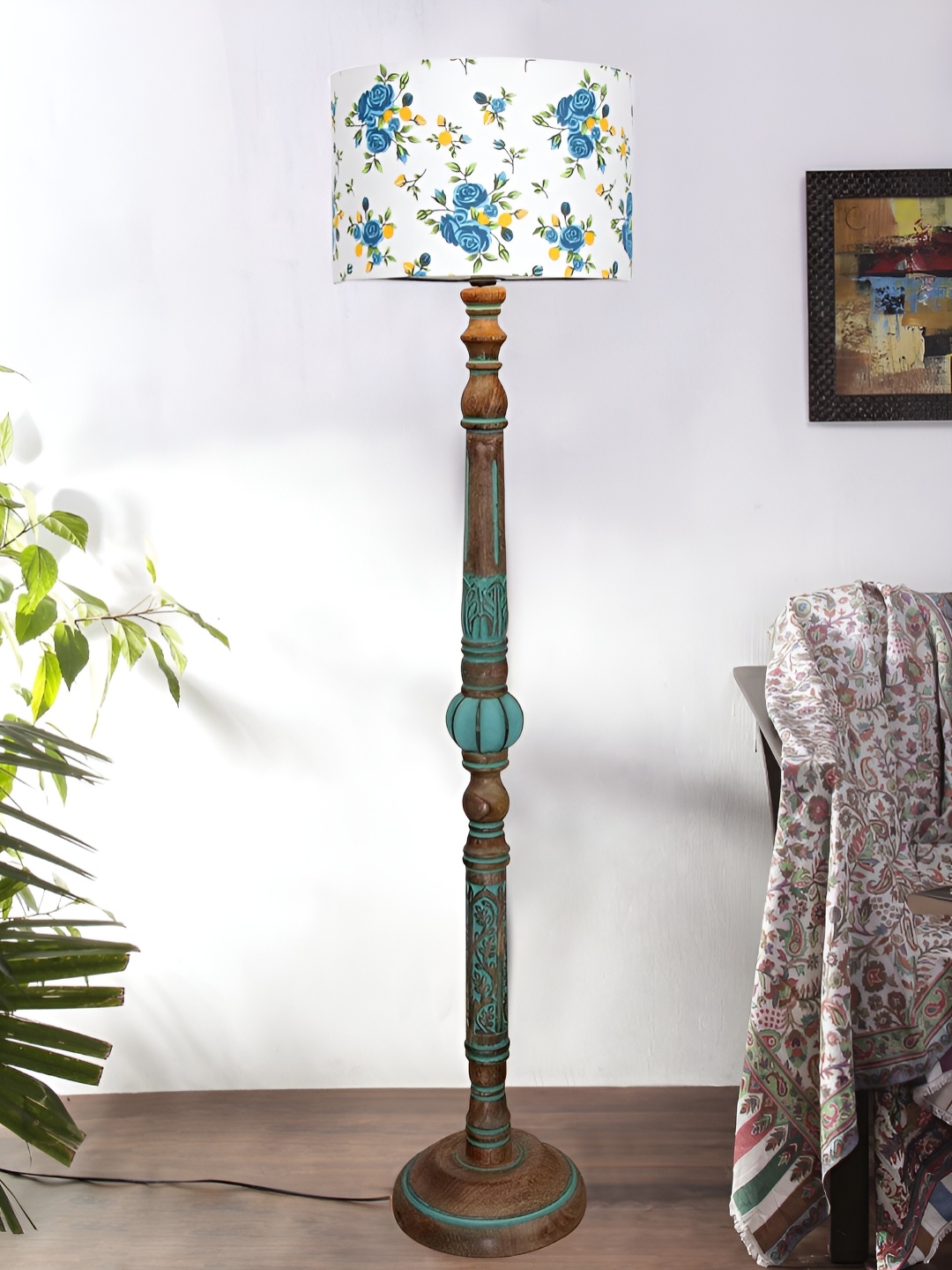

Devansh White & Brown Printed Wooden Floor Lamps