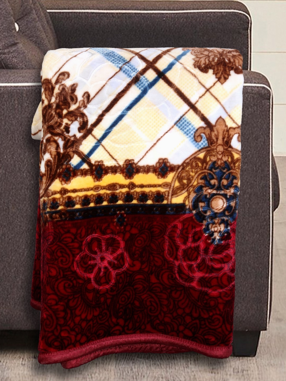 

MAGICAL Multicoloured Mink 500 GSM Double Bed Fashion, Red