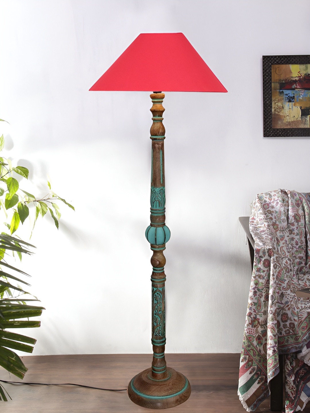 

Devansh Red & Brown Wooden Floor Lamps