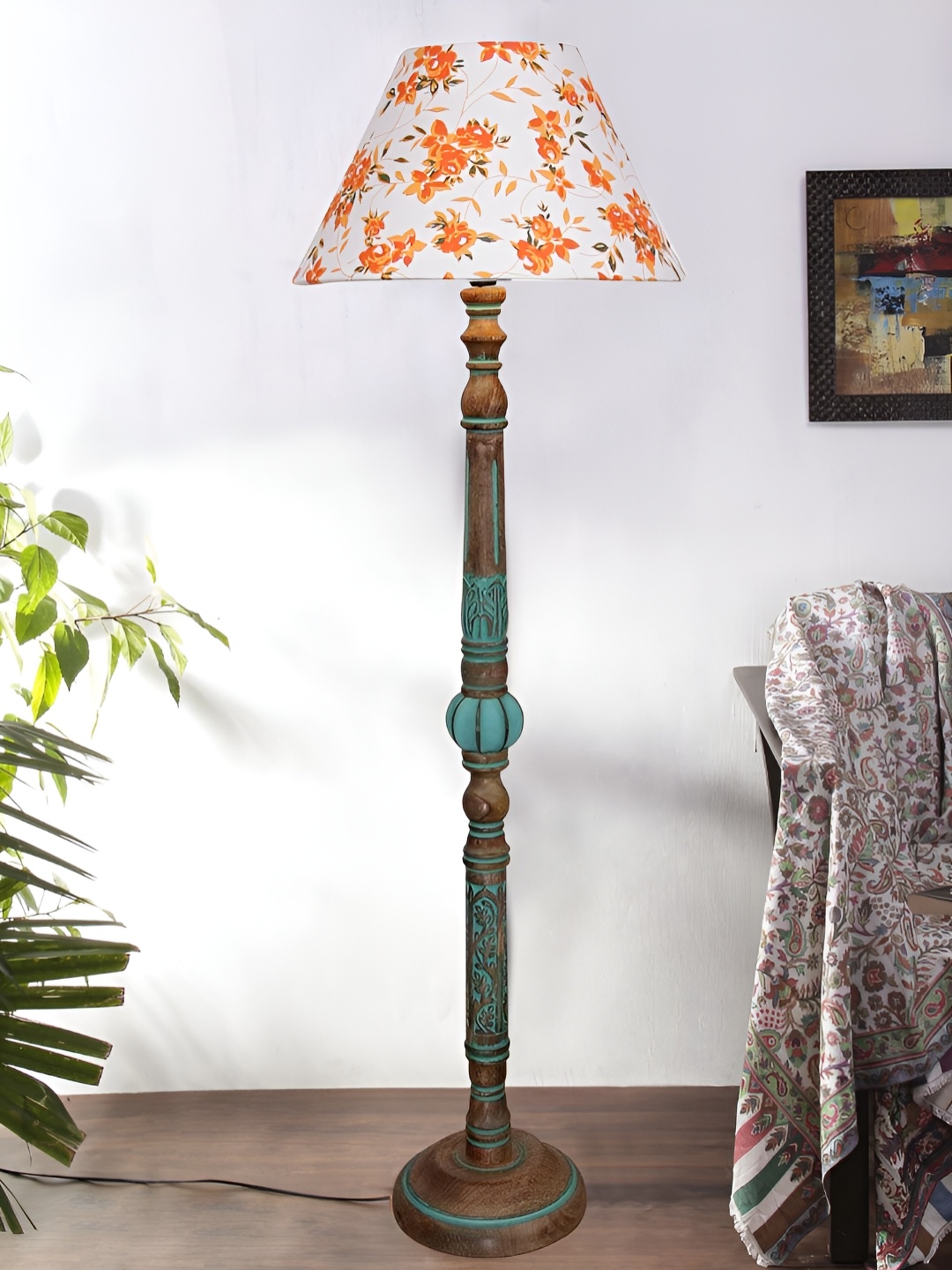 

Devansh White & Brown Printed Wooden Floor Lamps