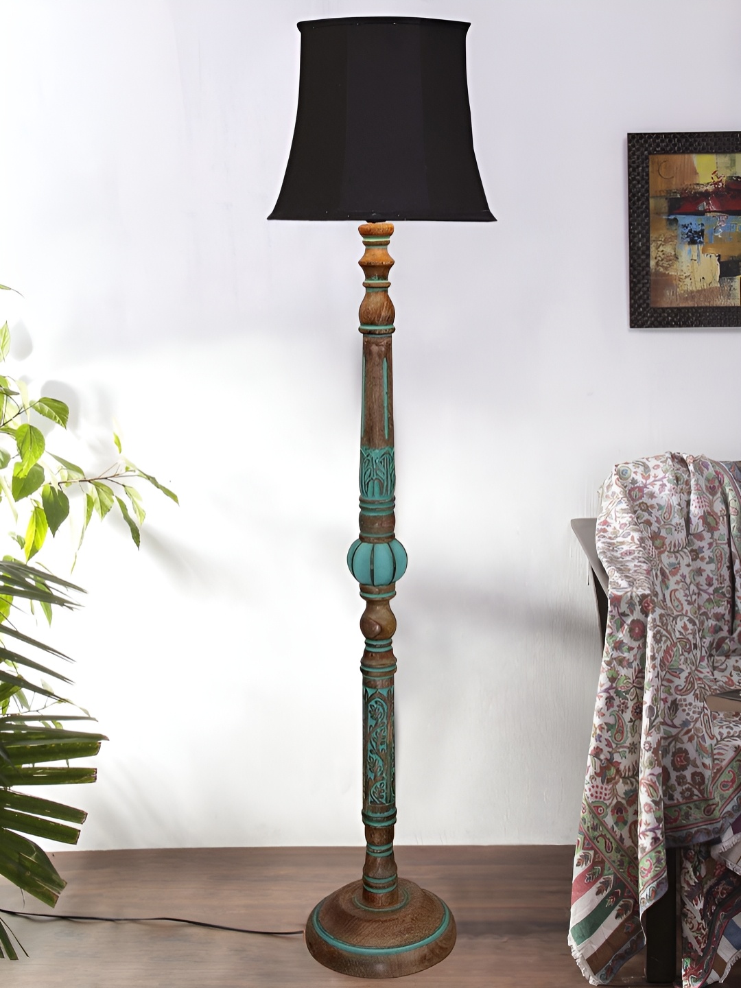 

Devansh Black & Brown Wooden Floor Lamps