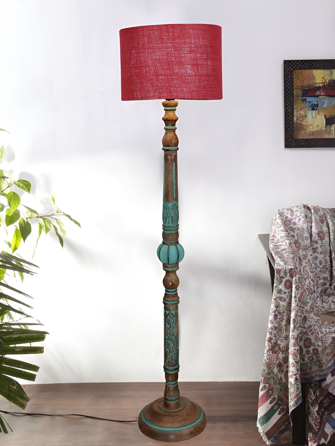 

Devansh Maroo & Brown Wooden Floor Lamps, Maroon