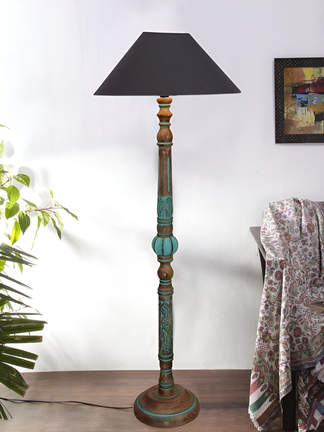 

Devansh Black & Brown Wooden Floor Lamps