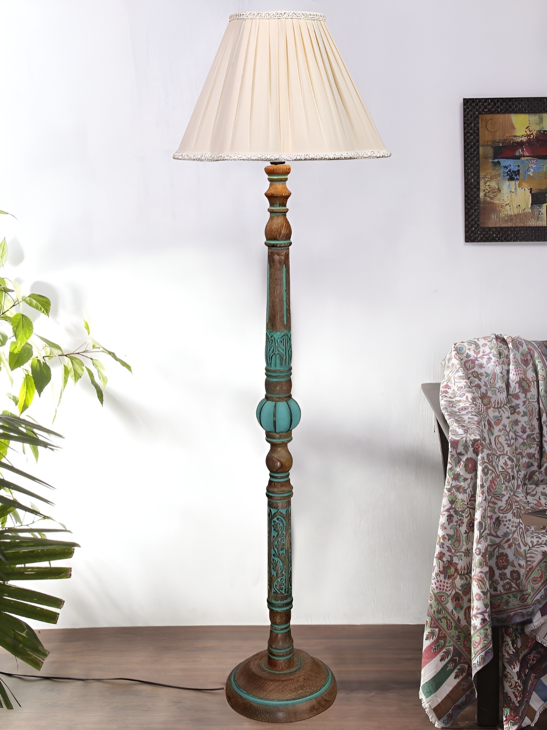 

Devansh Off-White & Brown Wooden Floor Lamps