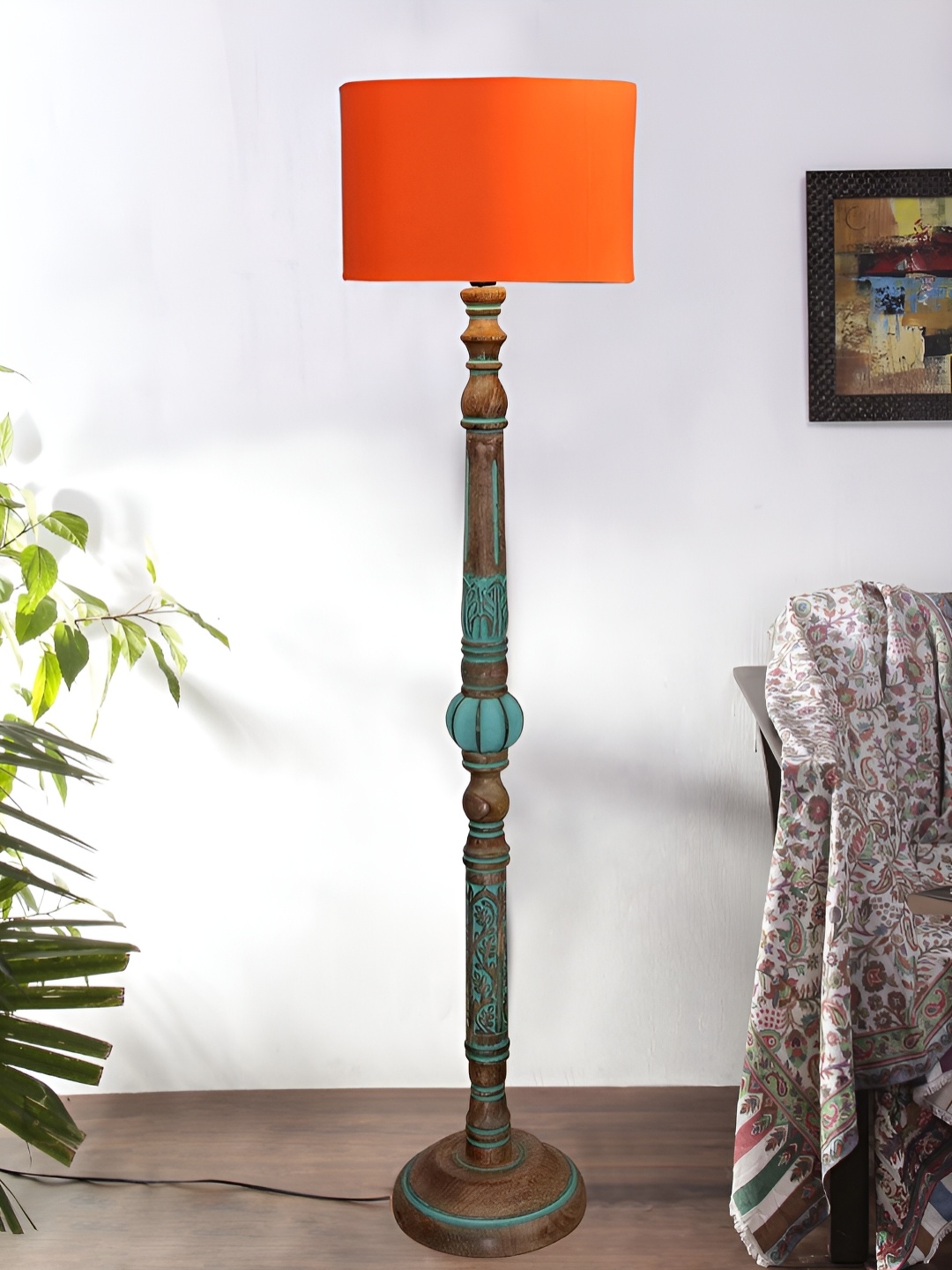 

Devansh Orange-Color & Brown Wooden Floor Lamps