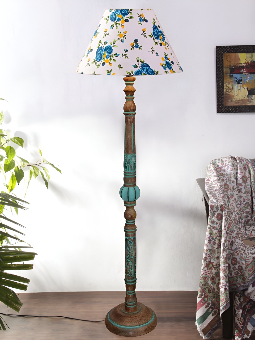 

Devansh White & Brown Printed Wooden Floor Lamps