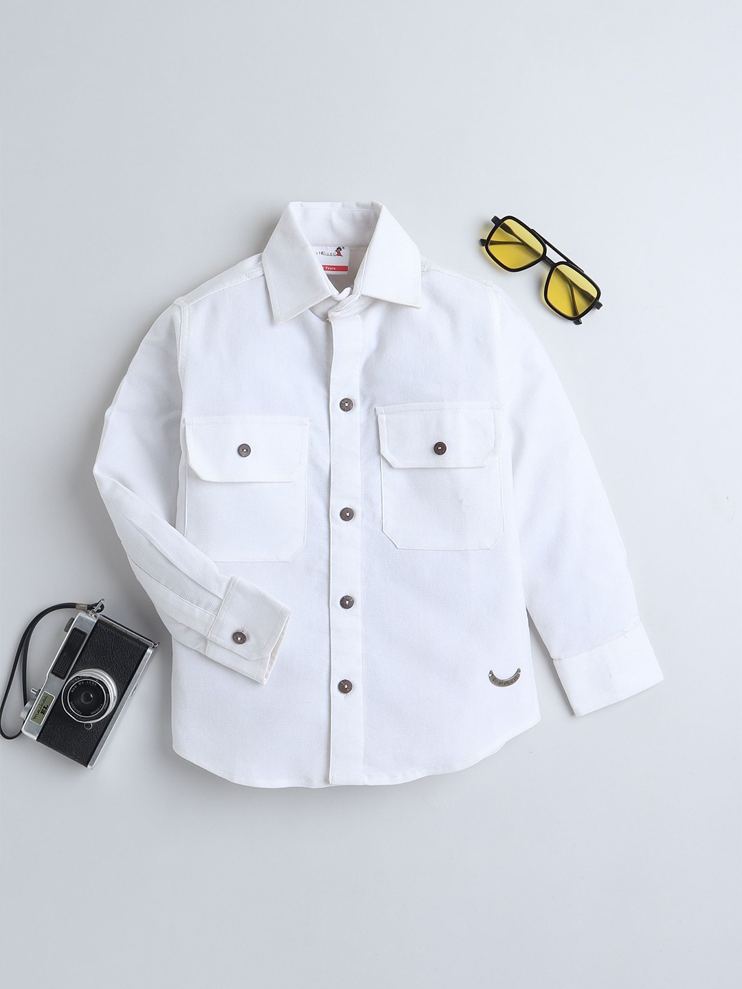 

BAATCHEET Boys Opaque Party Shirt, White