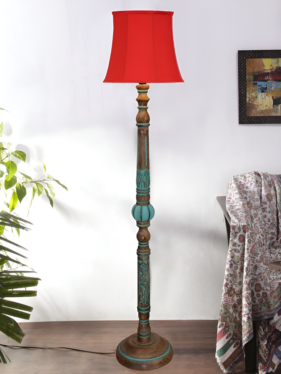 

Devansh Red & Brown Wooden Floor Lamps