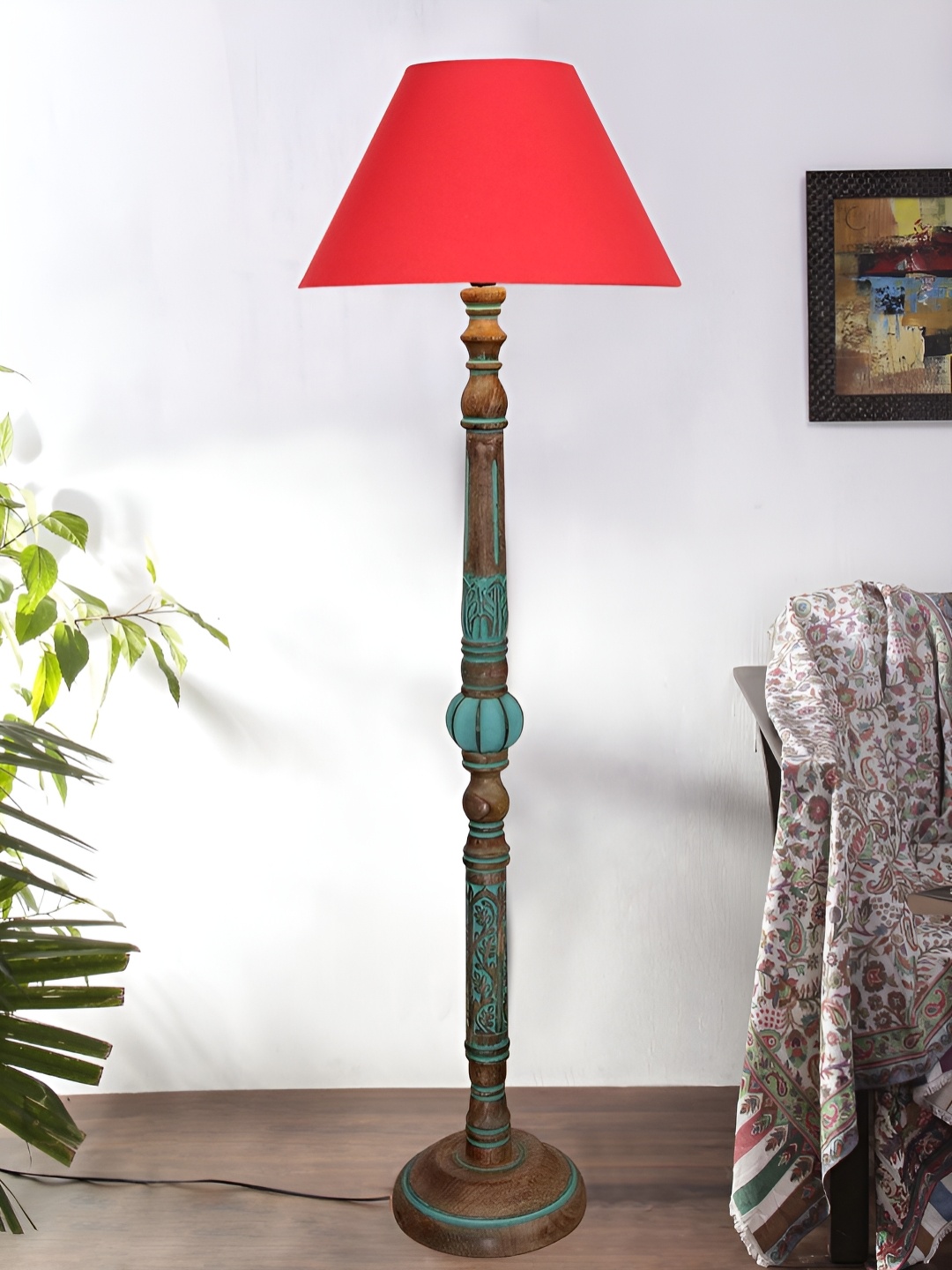 

Devansh Red & Brown Wooden Floor Lamps