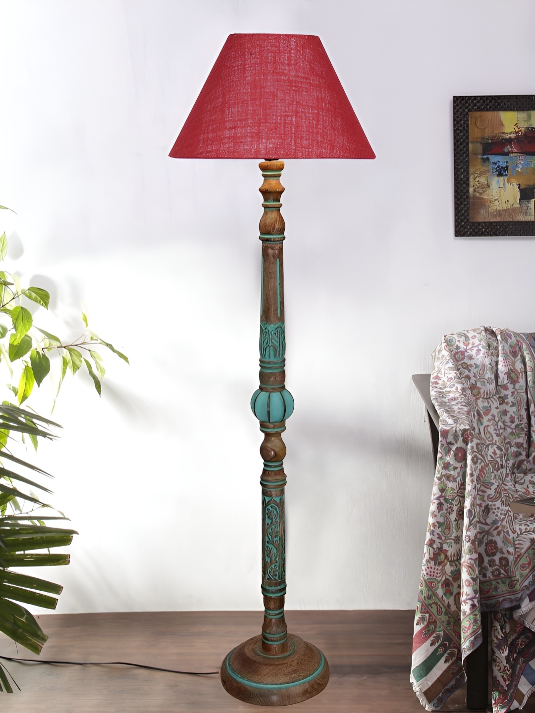 

Devansh Maroon & Brown Wooden Floor Lamps