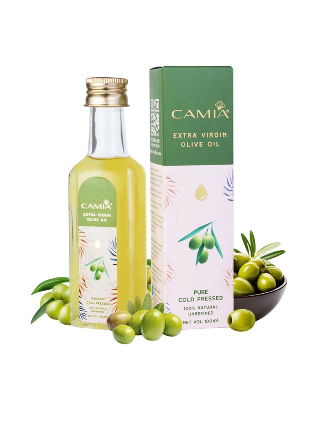 

CAMIA Cold Pressed Olive Oil Extra Virgin - 100 ml, White