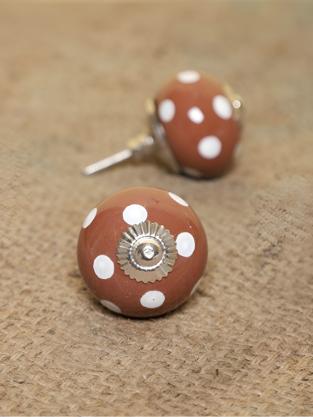 

MODEFE Brown & White 6 Pieces Printed Ceramic Door Knobs