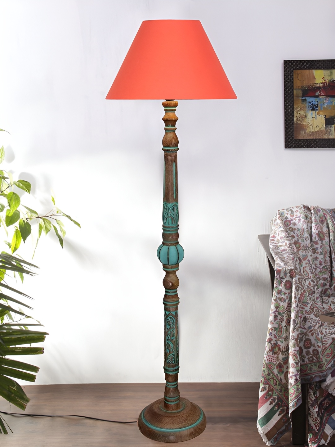 

Devansh Orange-Color & Brown Wooden Floor Lamps